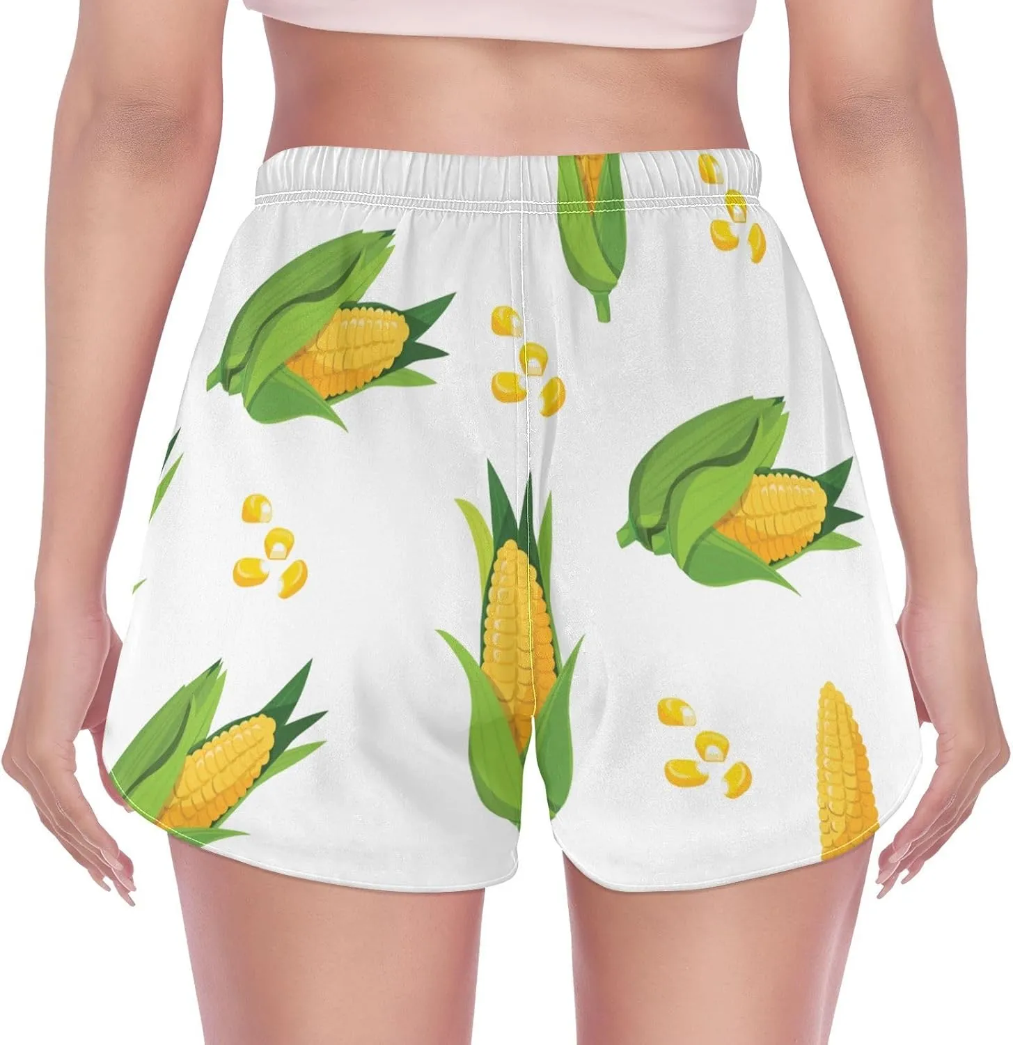 Women Corn Pattern Running Hiking Shorts Athletic Active Shorts with Liner Quick Dry Sports Shorts