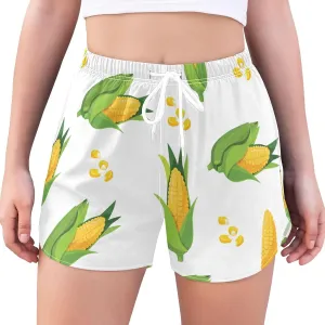 Women Corn Pattern Running Hiking Shorts Athletic Active Shorts with Liner Quick Dry Sports Shorts