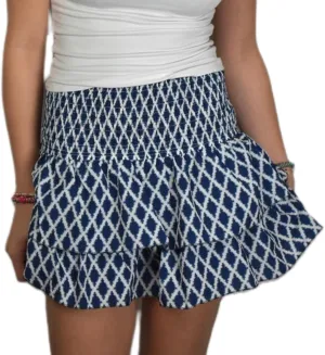Women Layered Mini Skirt Elastic Waist Smocked Pleated Ruffle Short Skirt Summer Boho Floral Flowy Beach Skirt