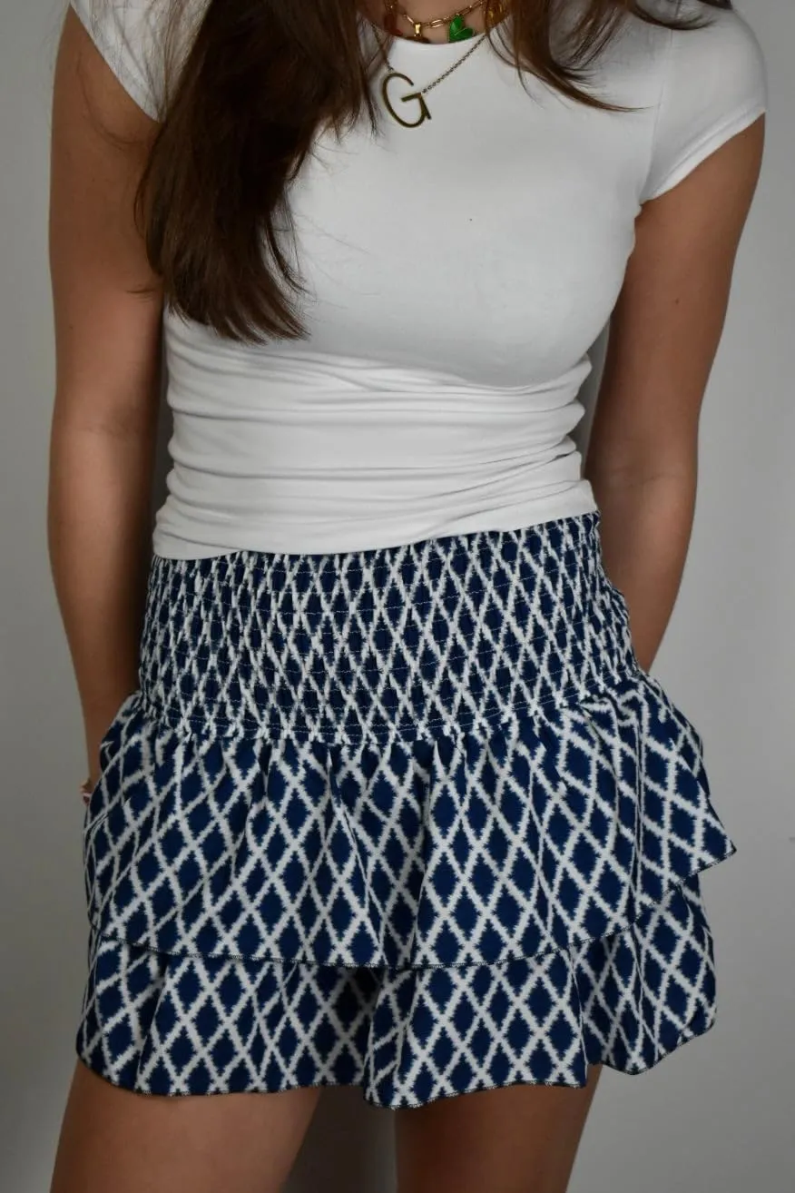 Women Layered Mini Skirt Elastic Waist Smocked Pleated Ruffle Short Skirt Summer Boho Floral Flowy Beach Skirt