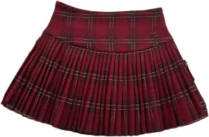 Women Plaid Mini Pleated Skirt High Waist Vintage Harajuku A-Line Skirt
