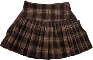 Women Plaid Mini Pleated Skirt High Waist Vintage Harajuku A-Line Skirt