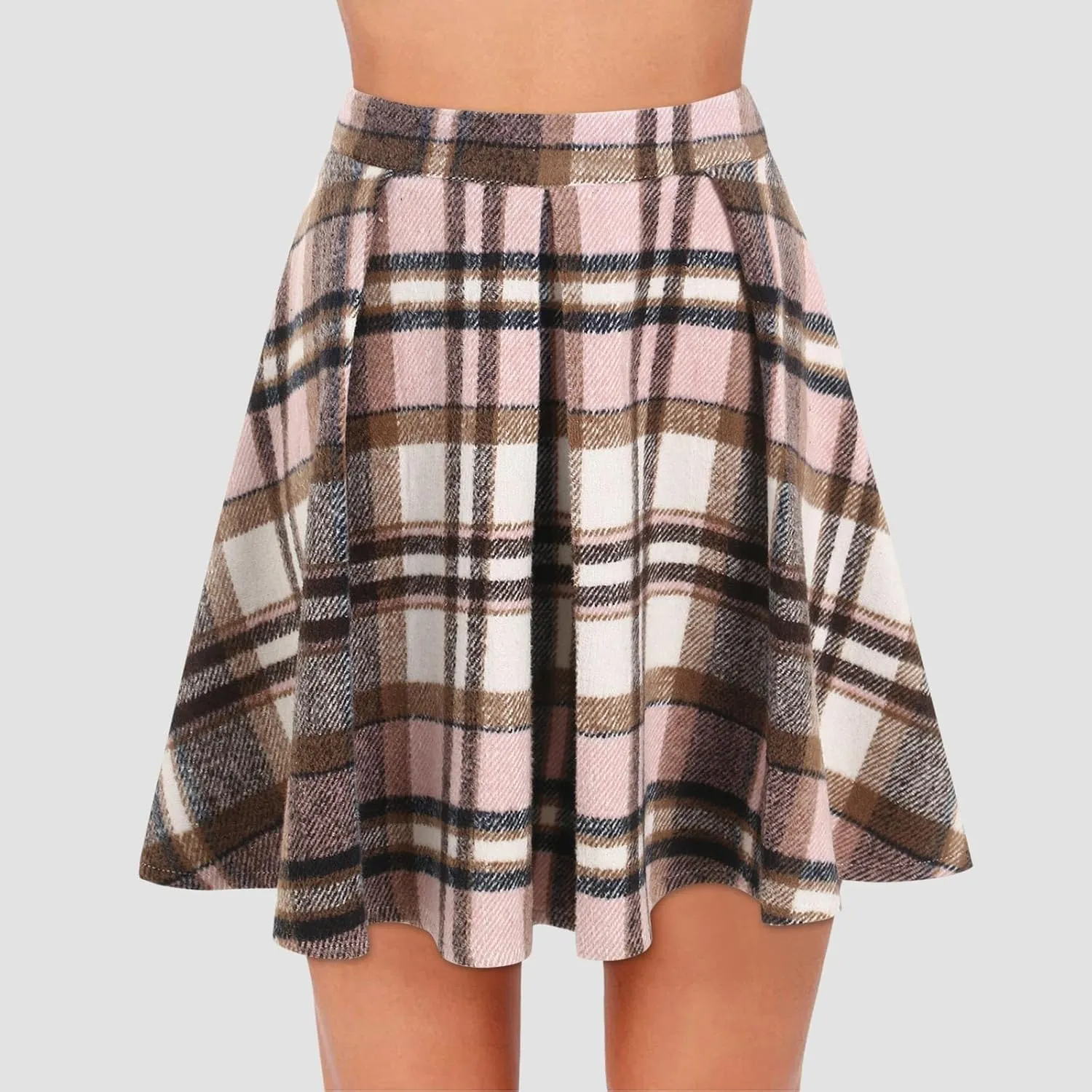 Women Plaid Mini Skirts High Wasited Pleated Skirt Summer A Line Skirts Plus Size Flared Skirt Casual School Uniform