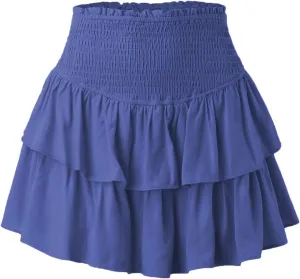 Women Pleated Mini Skirt Y2K Ruffle Low Waist Layered Pleated Flowy Skirt A Line Mini Underskirt