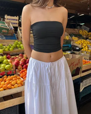 Women Ruffle A Line Long Skirt Casual High Waist Tiered Pleated Maxi Skirt Flowy Boho Skirt Trendy Midi Skirt
