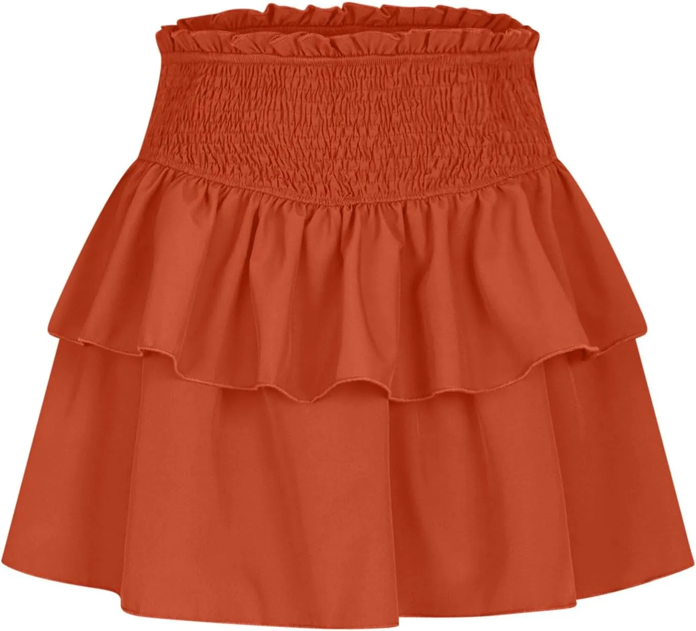Women Ruffle Mini Skirts Layered High Waist Skirt Tiered Elastic Skirts Pleated Athletic Skirt Stretch Flared Skirts