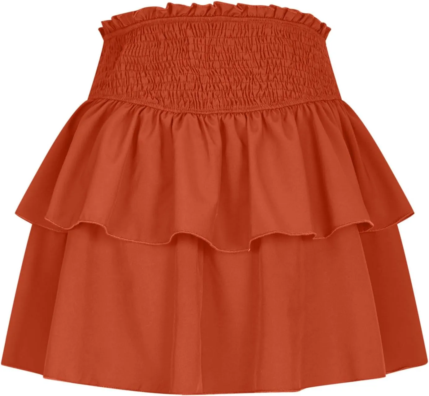 Women Ruffle Mini Skirts Layered High Waist Skirt Tiered Elastic Skirts Pleated Athletic Skirt Stretch Flared Skirts