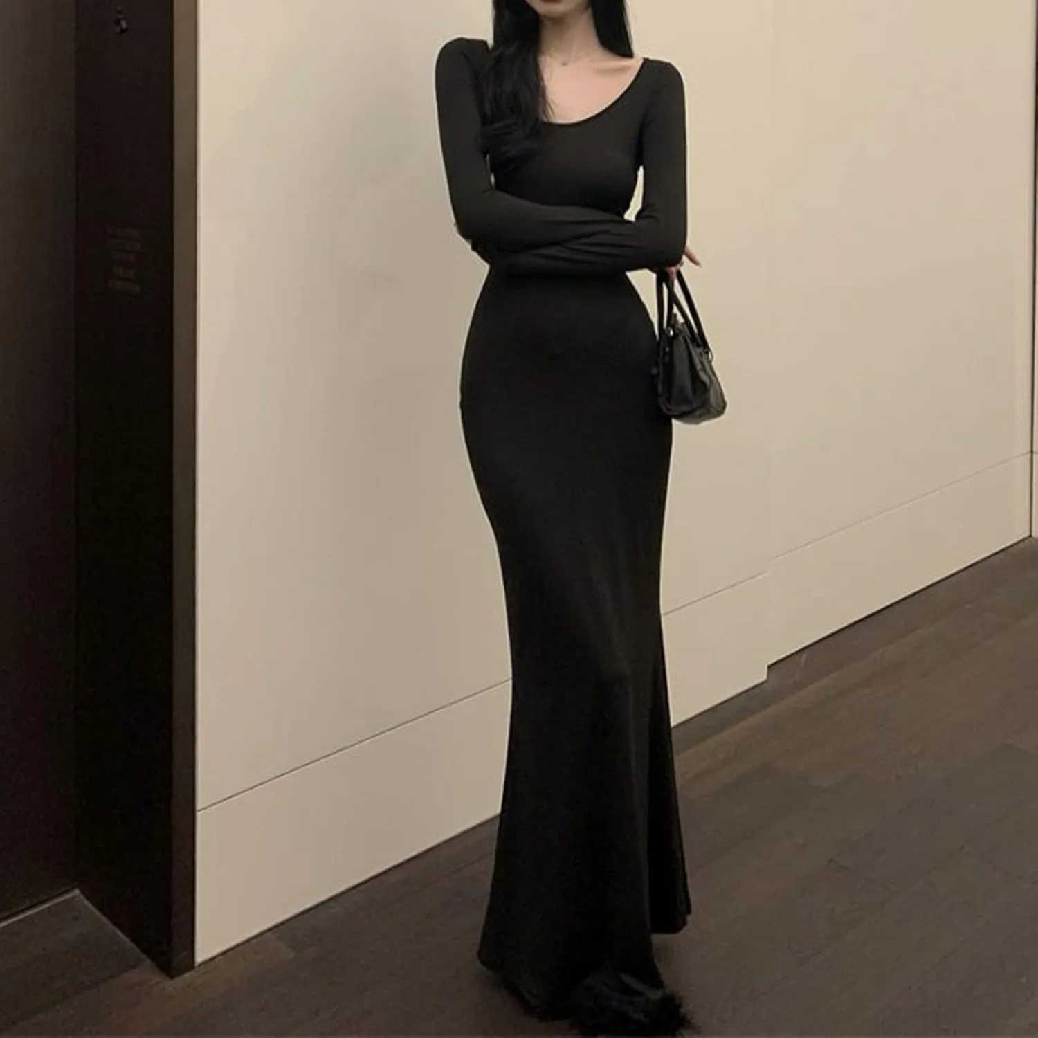 Women Sexy Bodycon Maxi Dress Sleeveless Solid Color Slip Dress Elegant Long Cami Dresses Evening Party