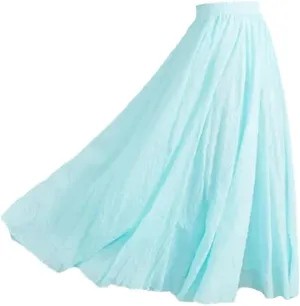Women Summer Vintage Solid Color High Waisted Loose A-Line Skirt