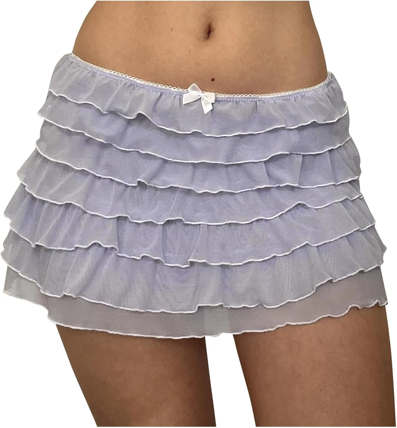 Women Y2K Lace Mini Skirt Half Slip Skirt Ruffle Low Rise Layered Pleated Flowy Underskirt Lingerie Short Skirts