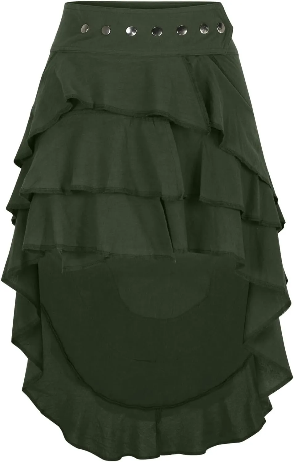 Womens Asymmetrical Hem Ruffle Skirts High Waisted Pleated Skirt Elastic Layered Mini Skirts A Line Beach Skirt