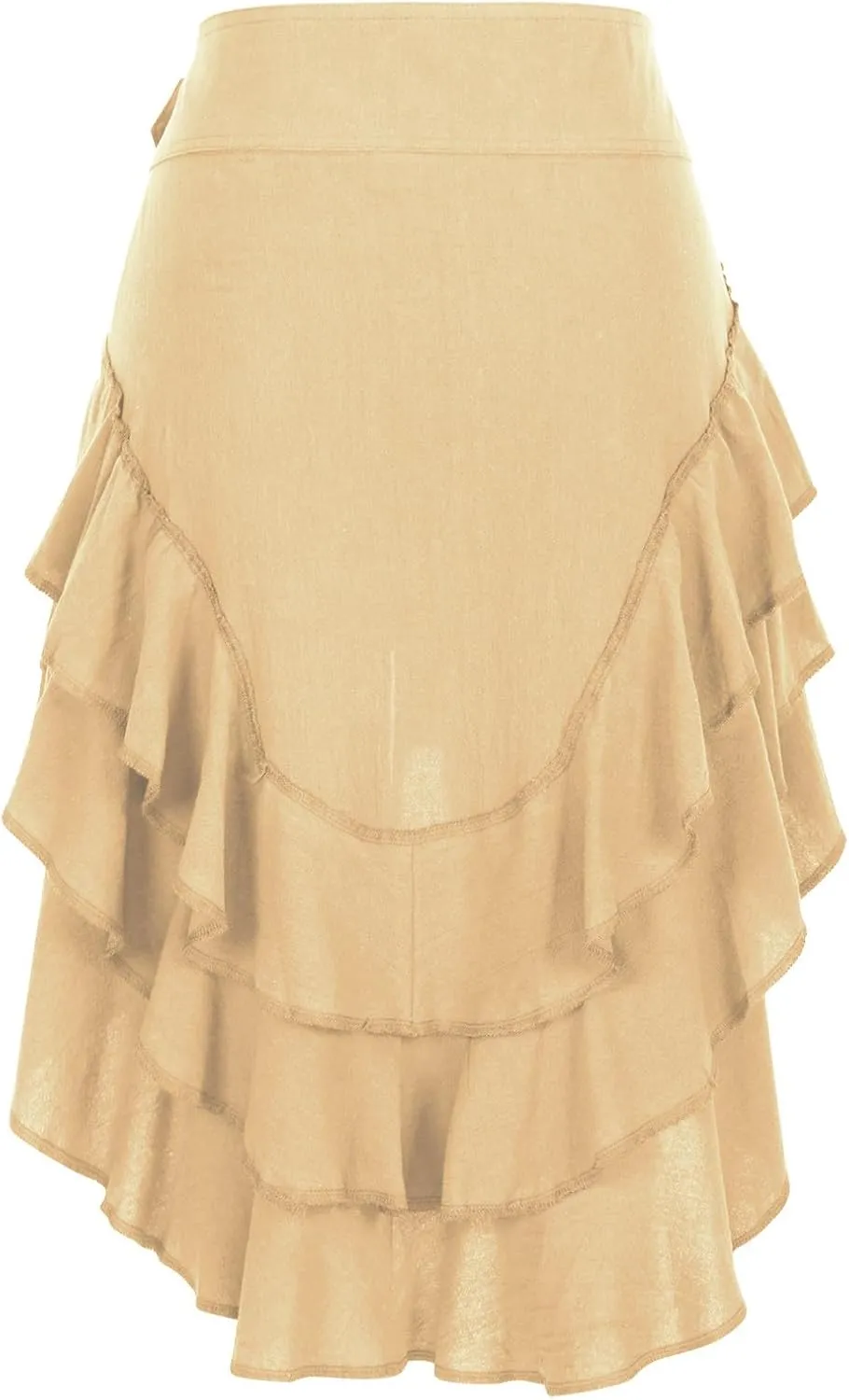Womens Asymmetrical Hem Ruffle Skirts High Waisted Pleated Skirt Elastic Layered Mini Skirts A Line Beach Skirt