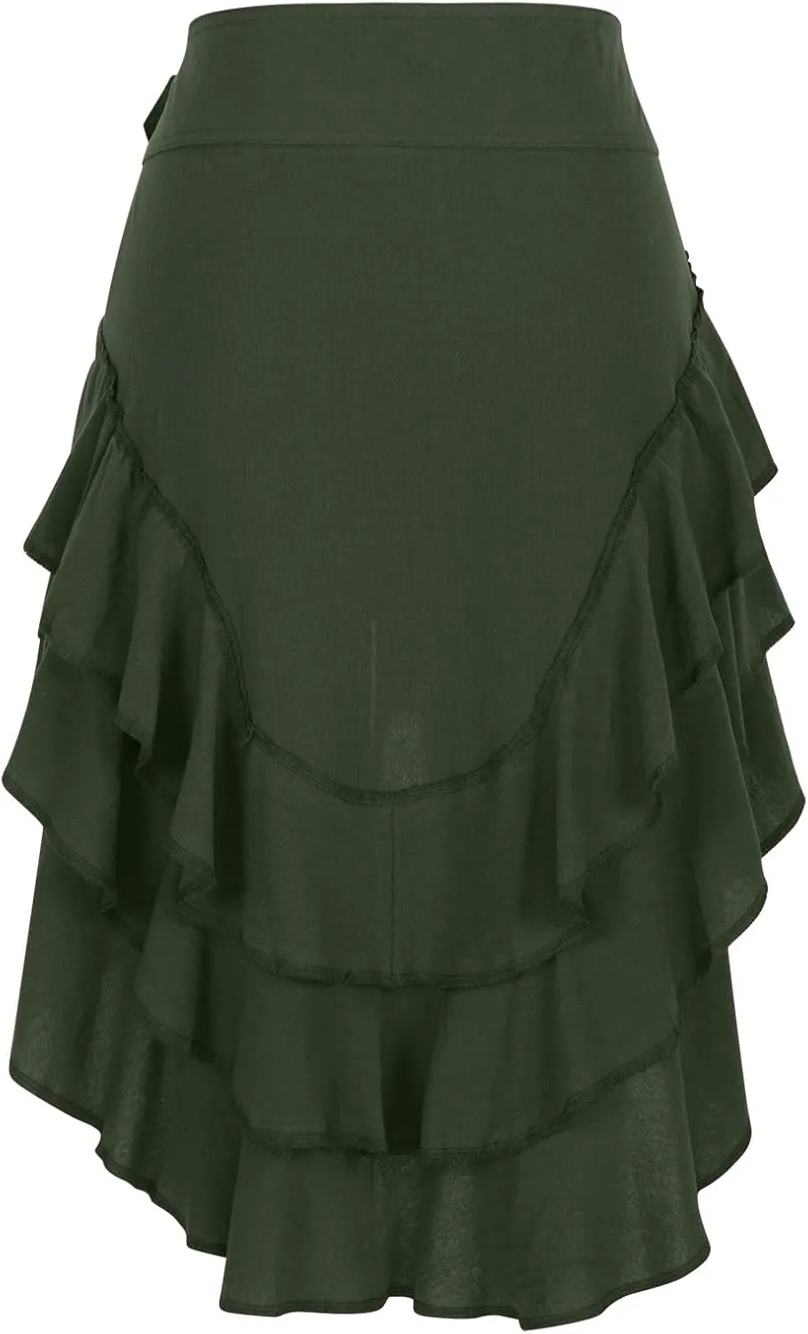 Womens Asymmetrical Hem Ruffle Skirts High Waisted Pleated Skirt Elastic Layered Mini Skirts A Line Beach Skirt