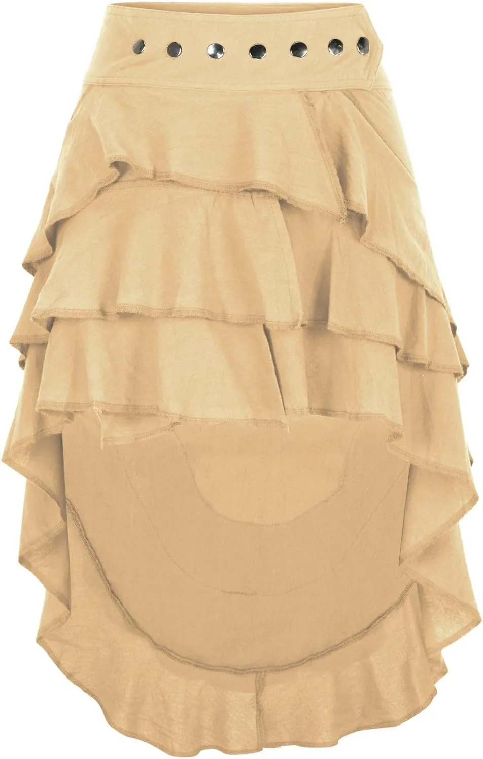 Womens Asymmetrical Hem Ruffle Skirts High Waisted Pleated Skirt Elastic Layered Mini Skirts A Line Beach Skirt