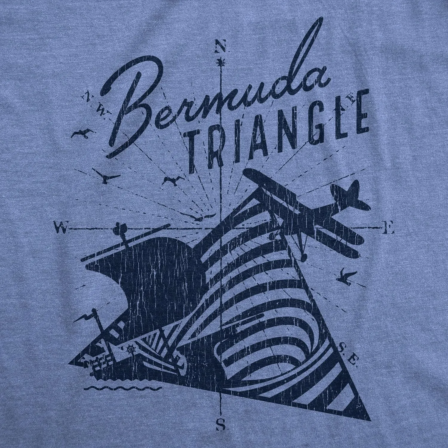 Womens Bermuda Triangle T Shirt Funny Vintage Retro Graphic Novelty Tee for Men