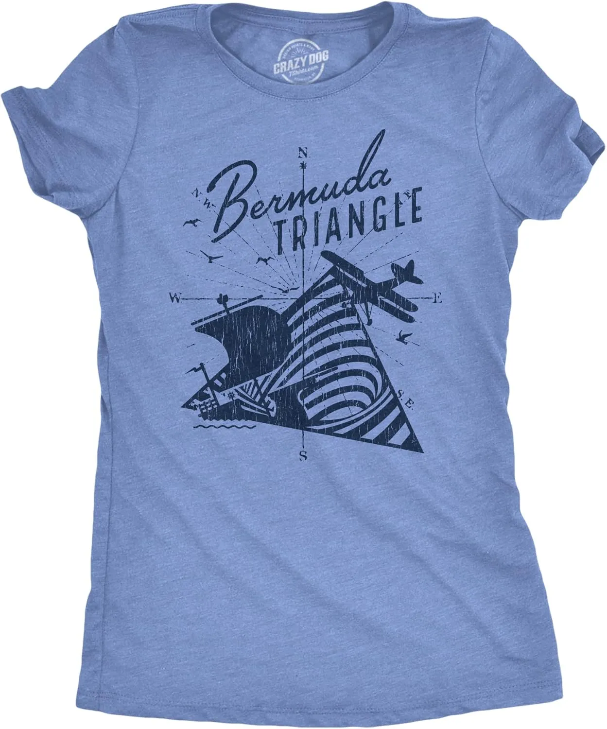 Womens Bermuda Triangle T Shirt Funny Vintage Retro Graphic Novelty Tee for Men
