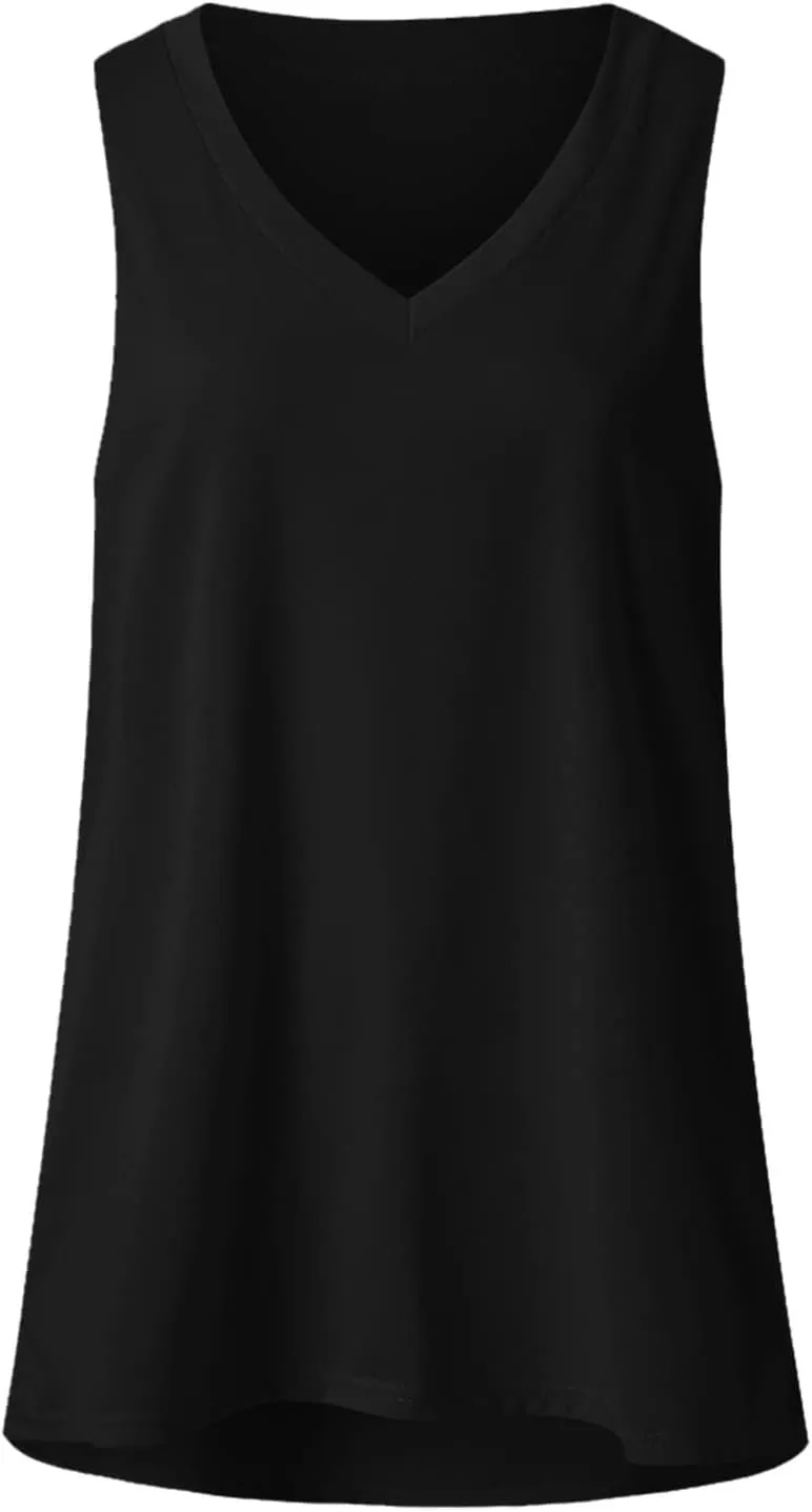 Women's Casual Tank Tops Sexy Dressy V Neck Shirts Fashion Solid Summer Sleeveless T-Shirt Cute Loose Soft Comfy Blouses 2024