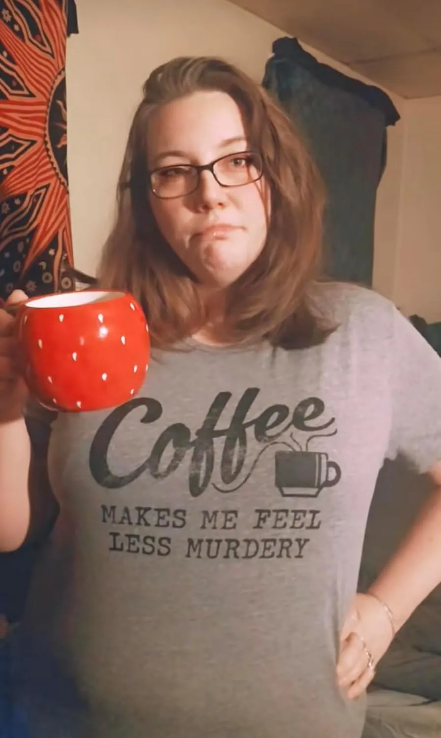 Womens Coffee Makes Me Feel Less Murdery T Shirt Funny Sarcastic Caffeine