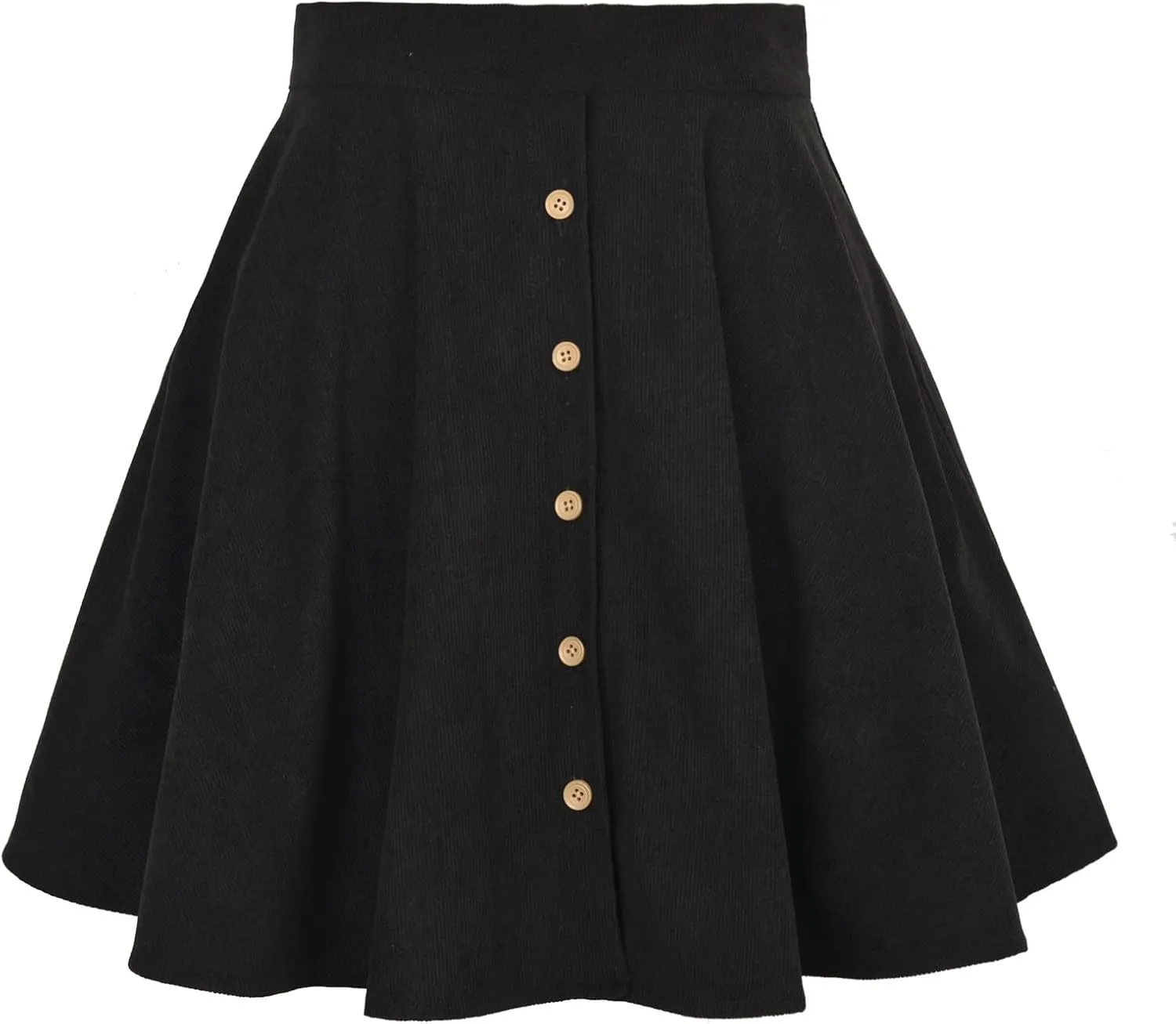 Womens Corduroy Skirts High Waist Button Front A-line Short Mini Skirt Y2k Stretch Waist Pleated Mini Skirt