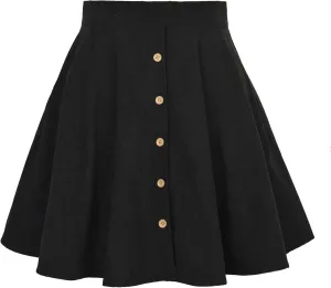 Womens Corduroy Skirts High Waist Button Front A-line Short Mini Skirt Y2k Stretch Waist Pleated Mini Skirt