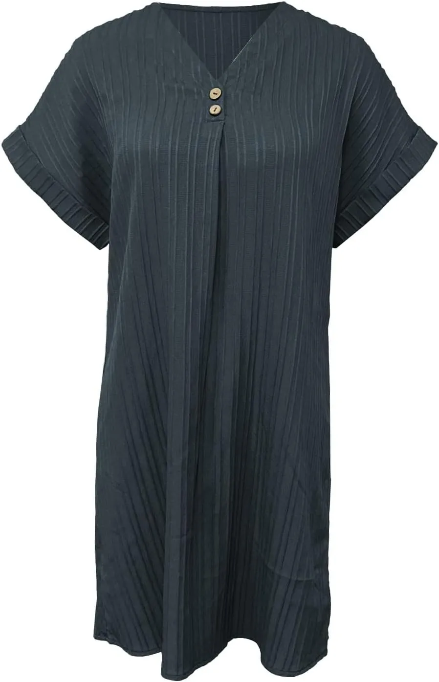 Womens Cotton Shirt Dress Summer Casual Short Sleeve Button Down Beach Cover Up Shirts with Pockets