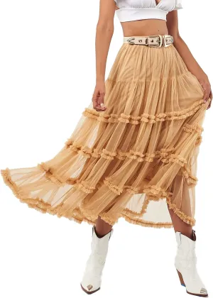 Women's Crown Tulle Midi Skirt