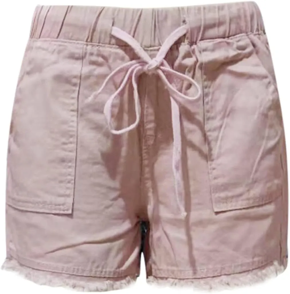 Women's Denim Shorts Elastic High Waisted Raw Hem Jean Shorts 2023 Summer Loose Fit Casual Stretch Hot Short with Pockets