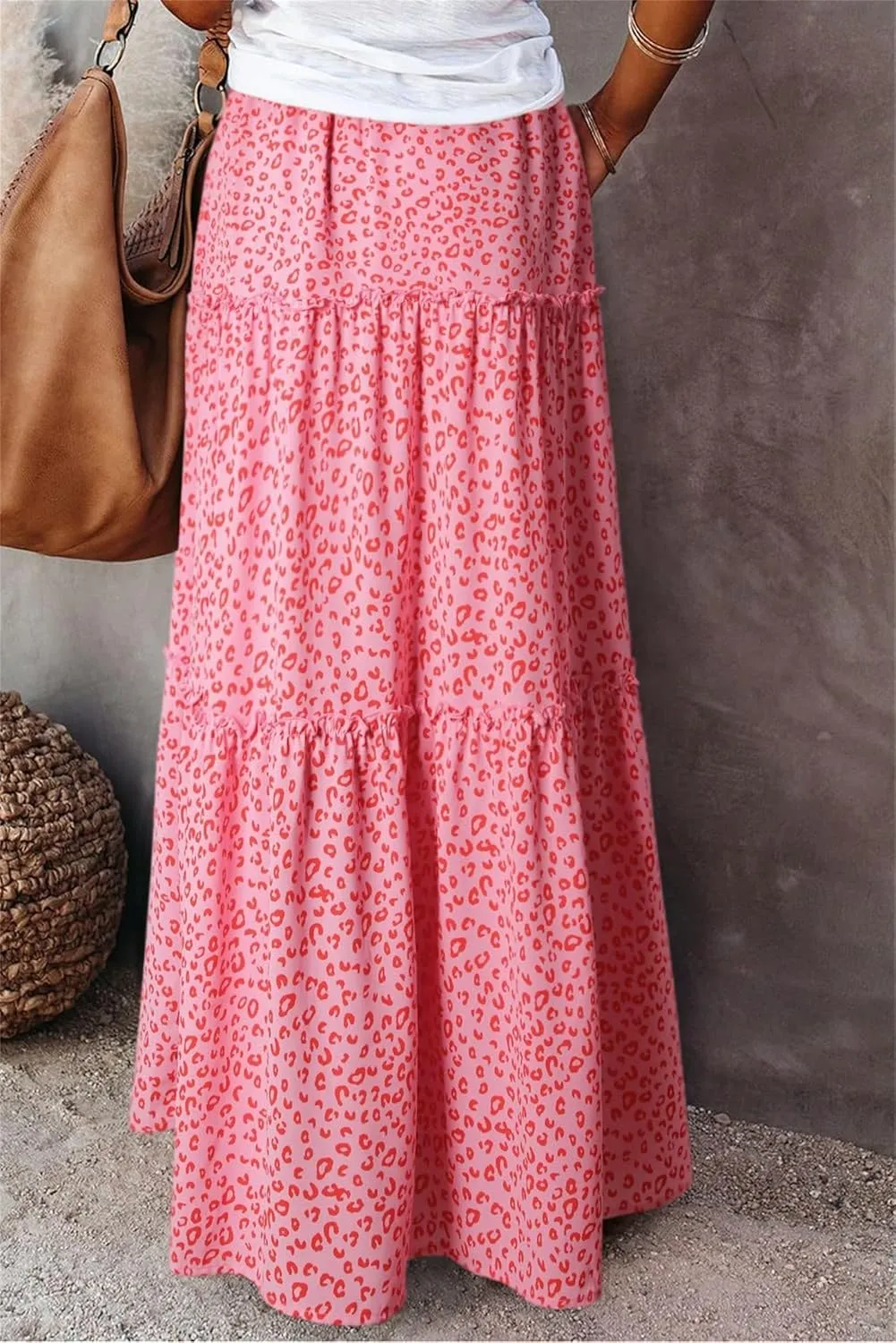 Womens Floral Print Boho Maxi Skirt Casual High Waist Tie Paisley Print Long Maxi Skirt Summer Beach Flowy Skirts