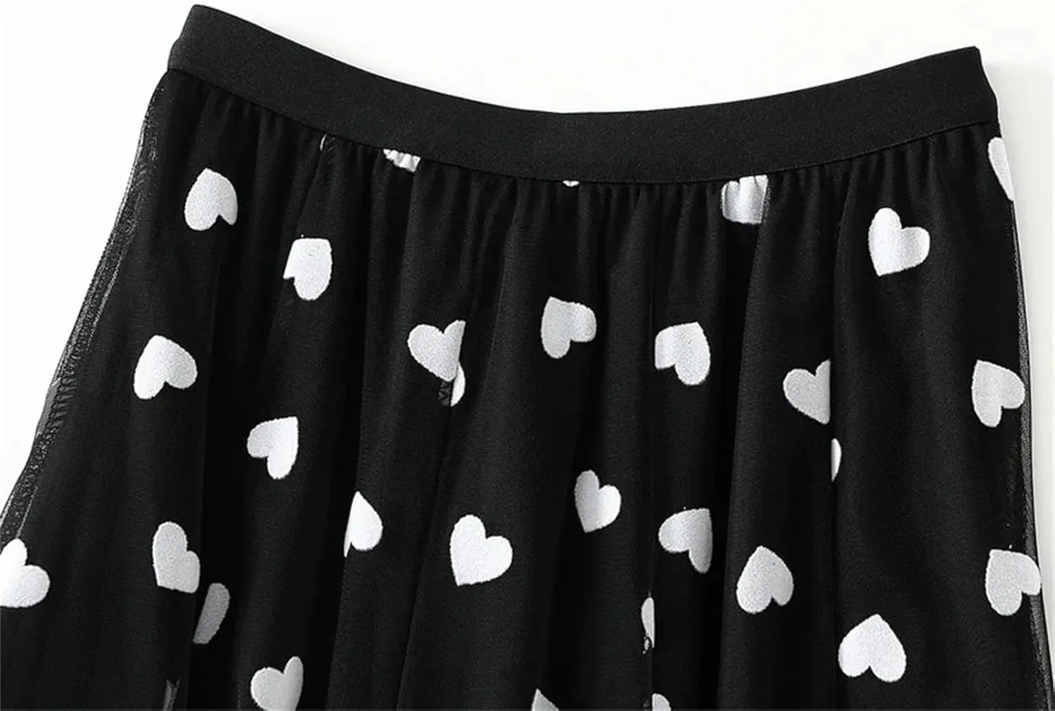 Women's French Mesh Mid-Calf Skirt Summer High Waist Loose A-Line Skirt