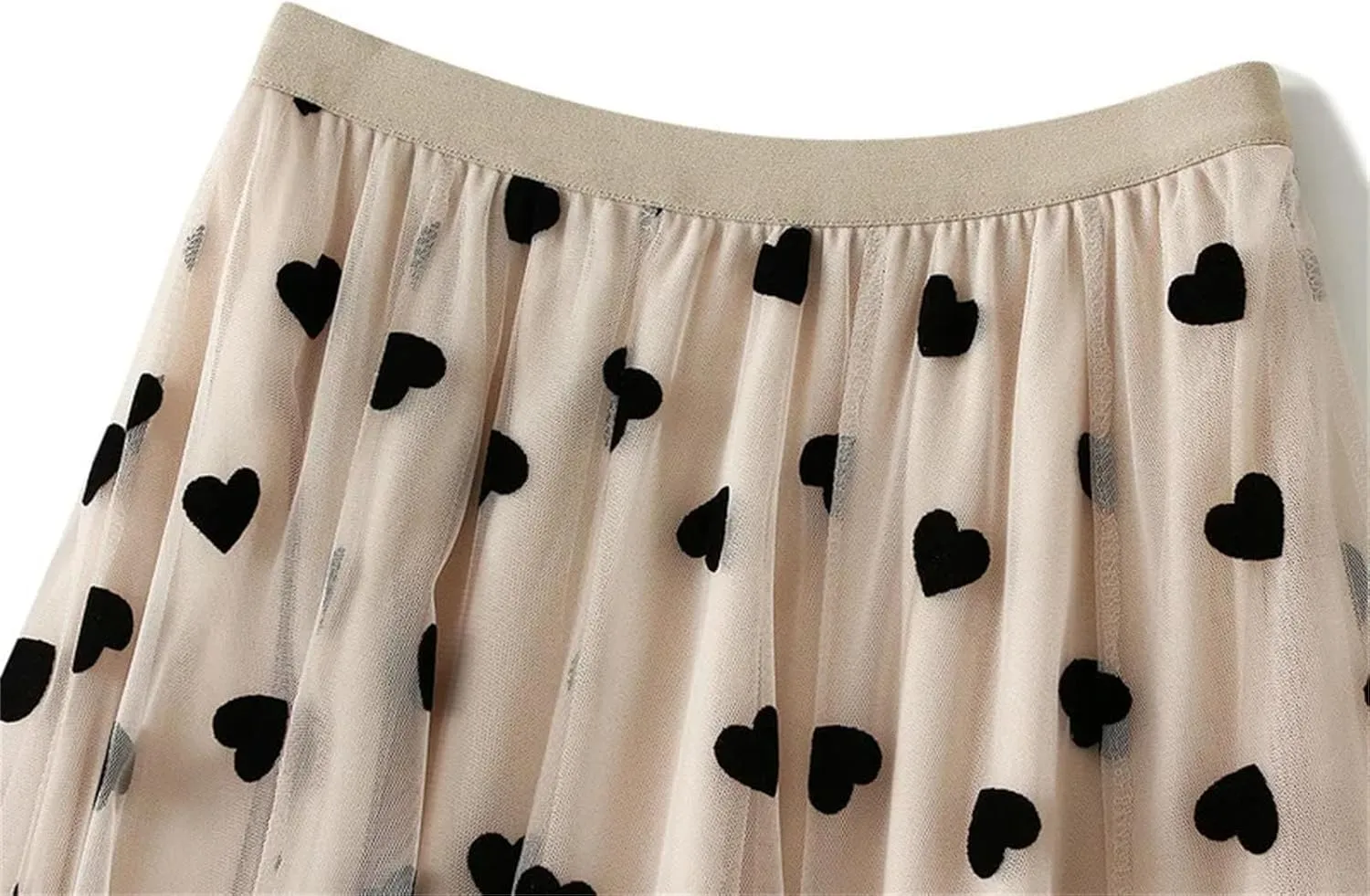 Women's French Mesh Mid-Calf Skirt Summer High Waist Loose A-Line Skirt