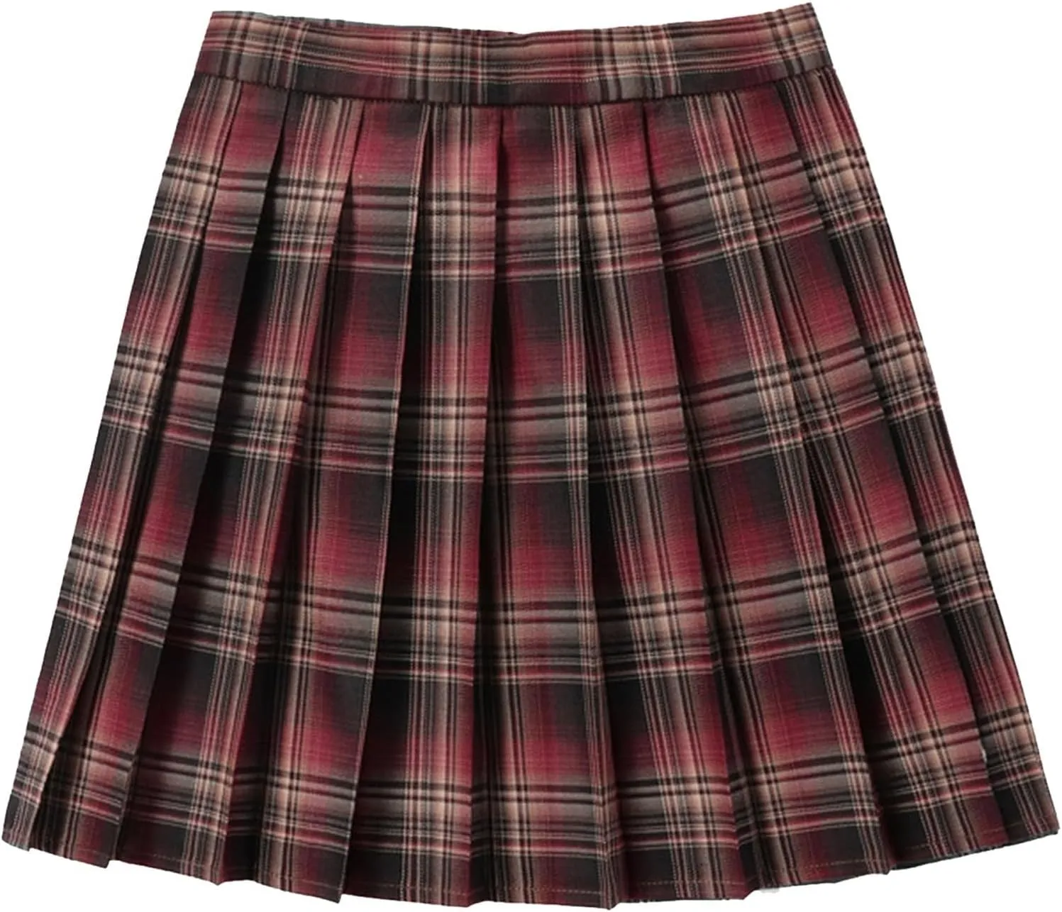 Women's High Waist Pleated Mini Skirt Skater Tennis Skirt Plaid A-Line Uniform Mini Skirt