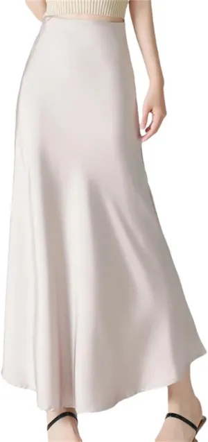 Women's High Waist Satin A Line Skirt Casual Work Office Beach Holiday Fishtail Skirt