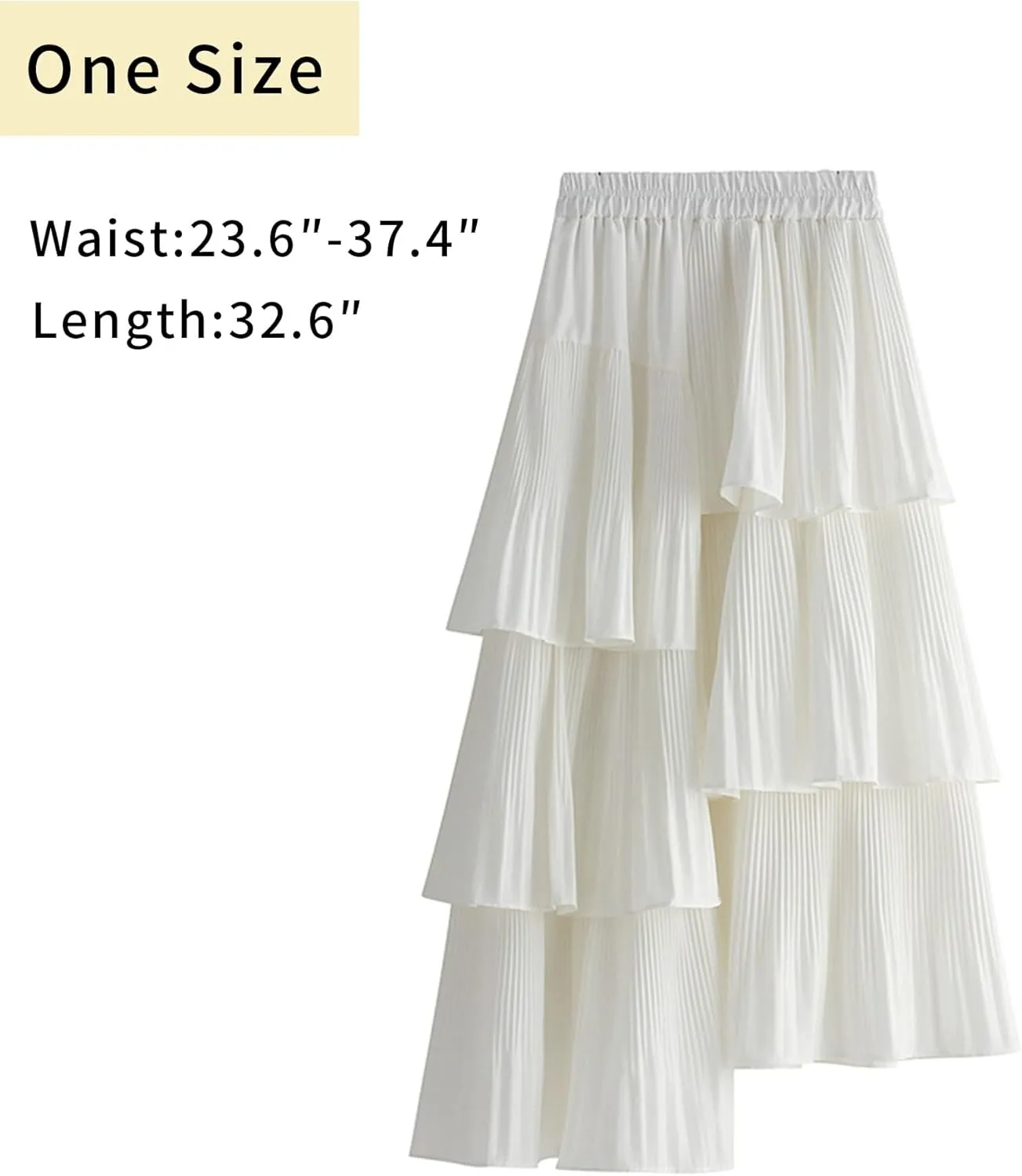 Womens High Waisted A Line Skirt Casual Ruffle Asymmetrical Hem Pleated Layered Skirts