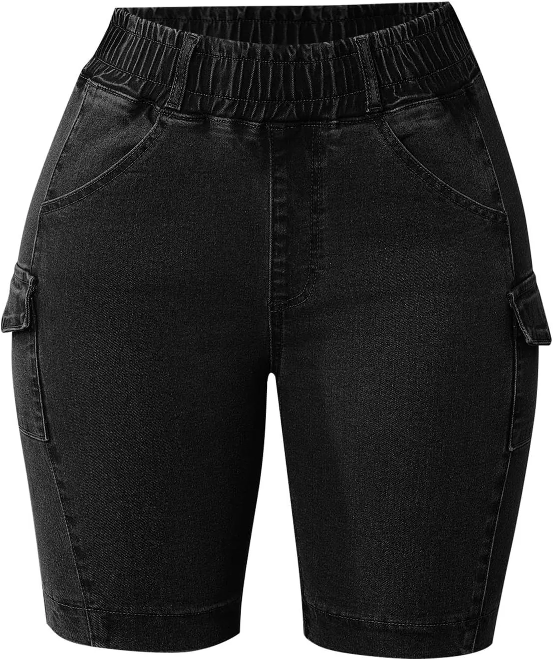 Women's High Waisted Bermuda Shorts Casual Stretchy Knee Length Jean Shorts Mid-Low Waisted Denim Y2K Jorts