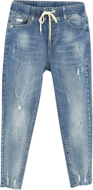 Women's High Waisted Jeans Strechy Raw Hem Straight Leg Denim Pants Elastic Waist Bottom Baggy Y2K Pants