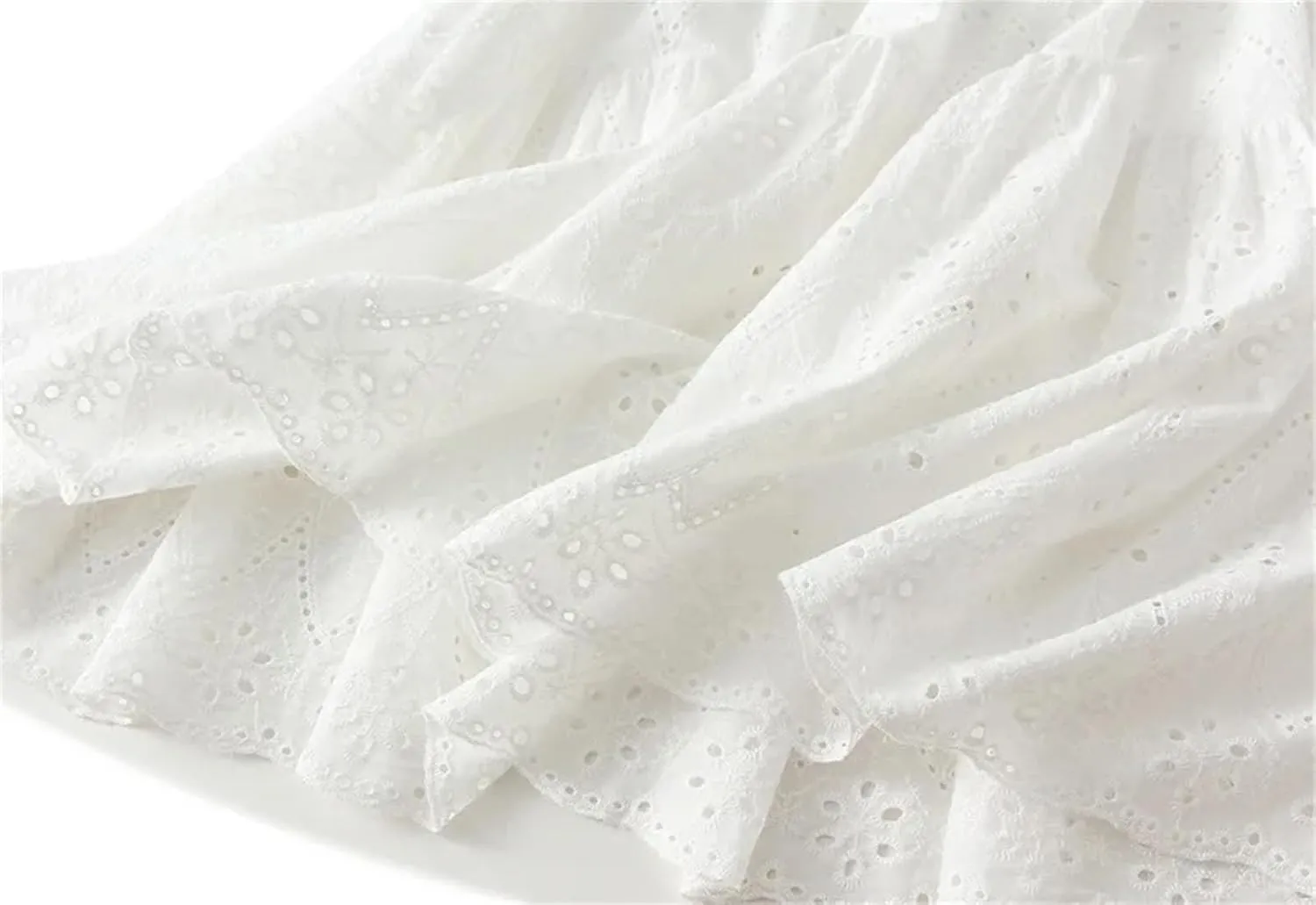 Women's Hollow Embroidery High Waist A-Line Skirt Summer French Style Casual Skirts