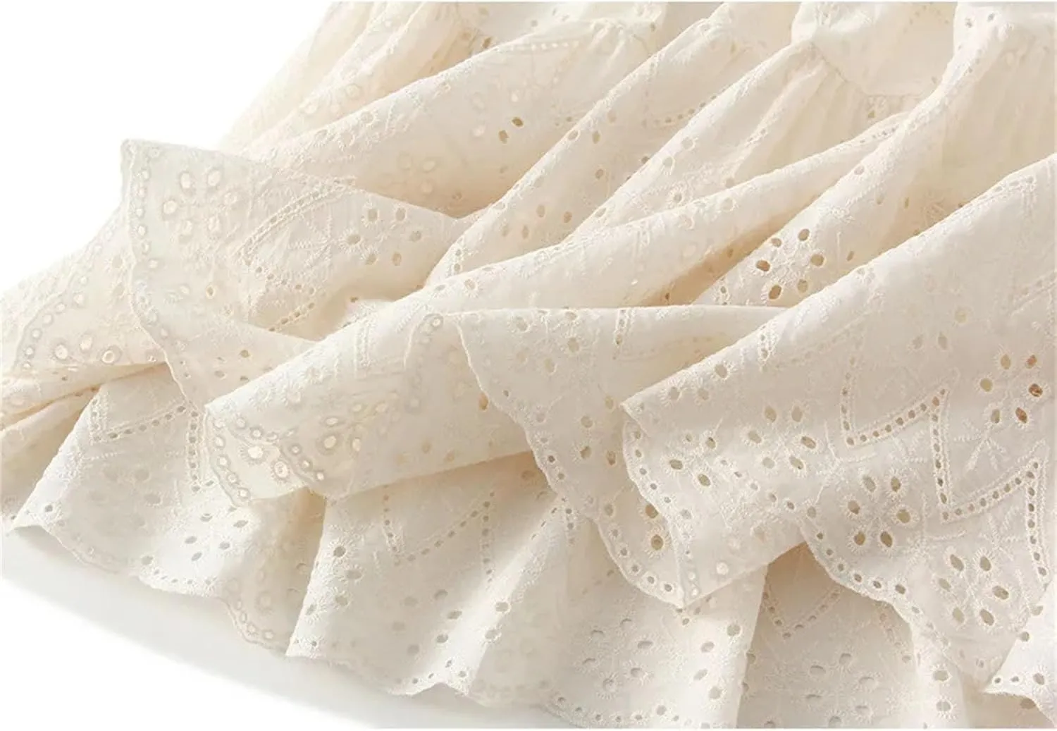 Women's Hollow Embroidery High Waist A-Line Skirt Summer French Style Casual Skirts