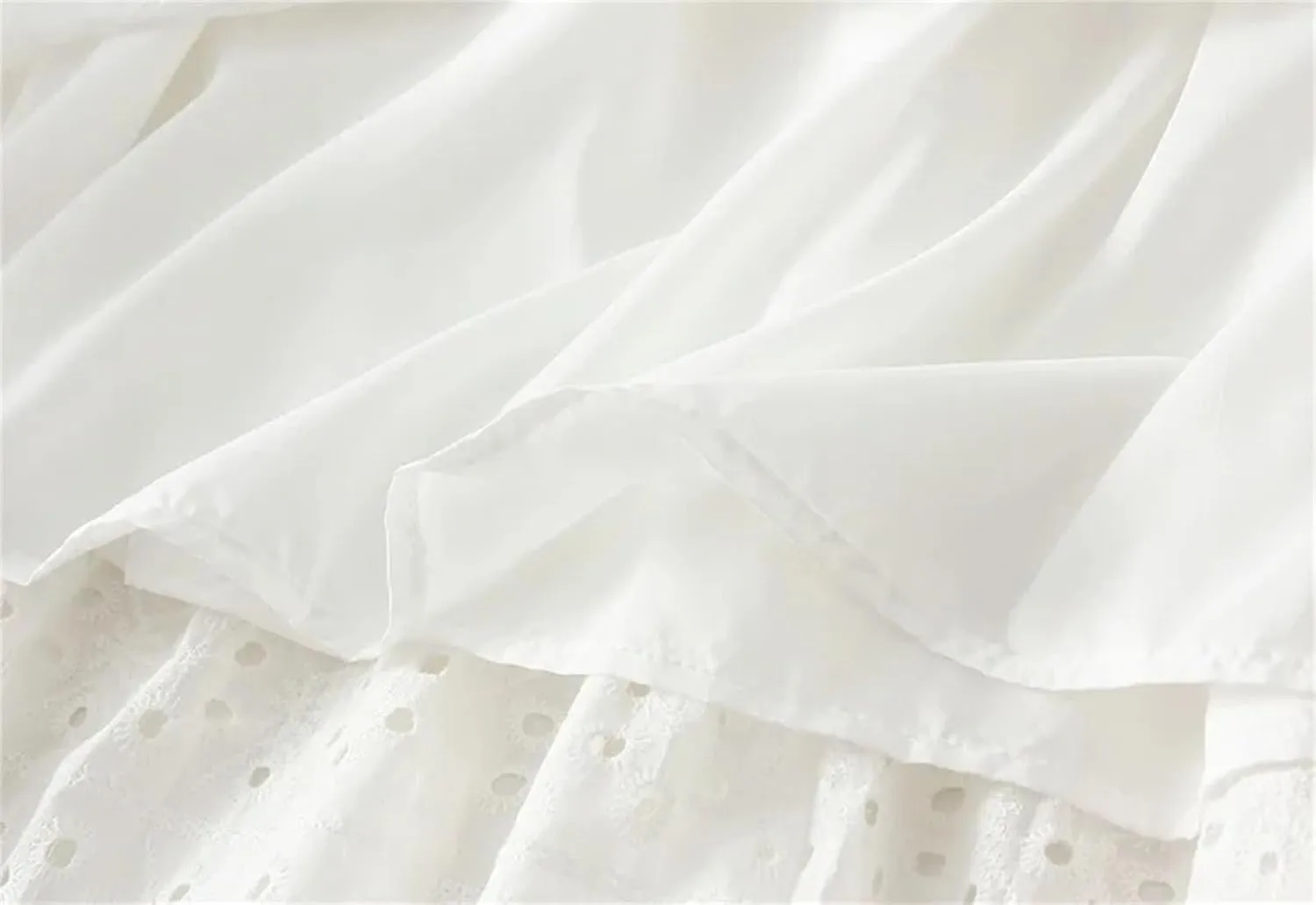 Women's Hollow Embroidery High Waist A-Line Skirt Summer French Style Casual Skirts