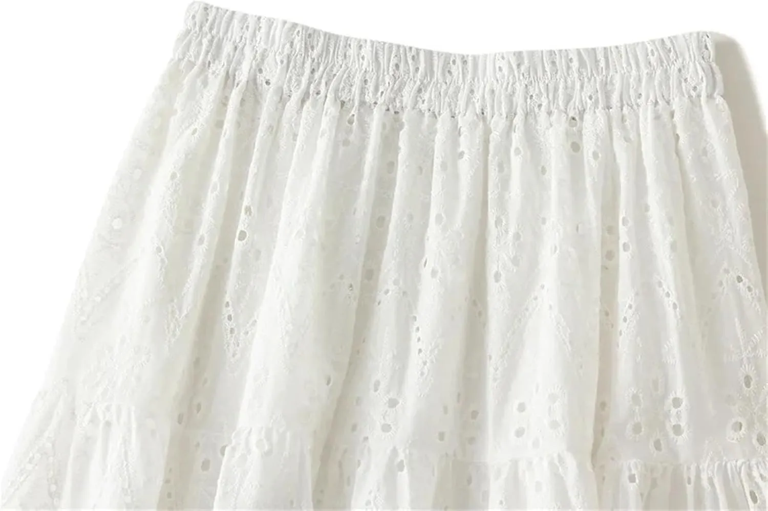 Women's Hollow Embroidery High Waist A-Line Skirt Summer French Style Casual Skirts
