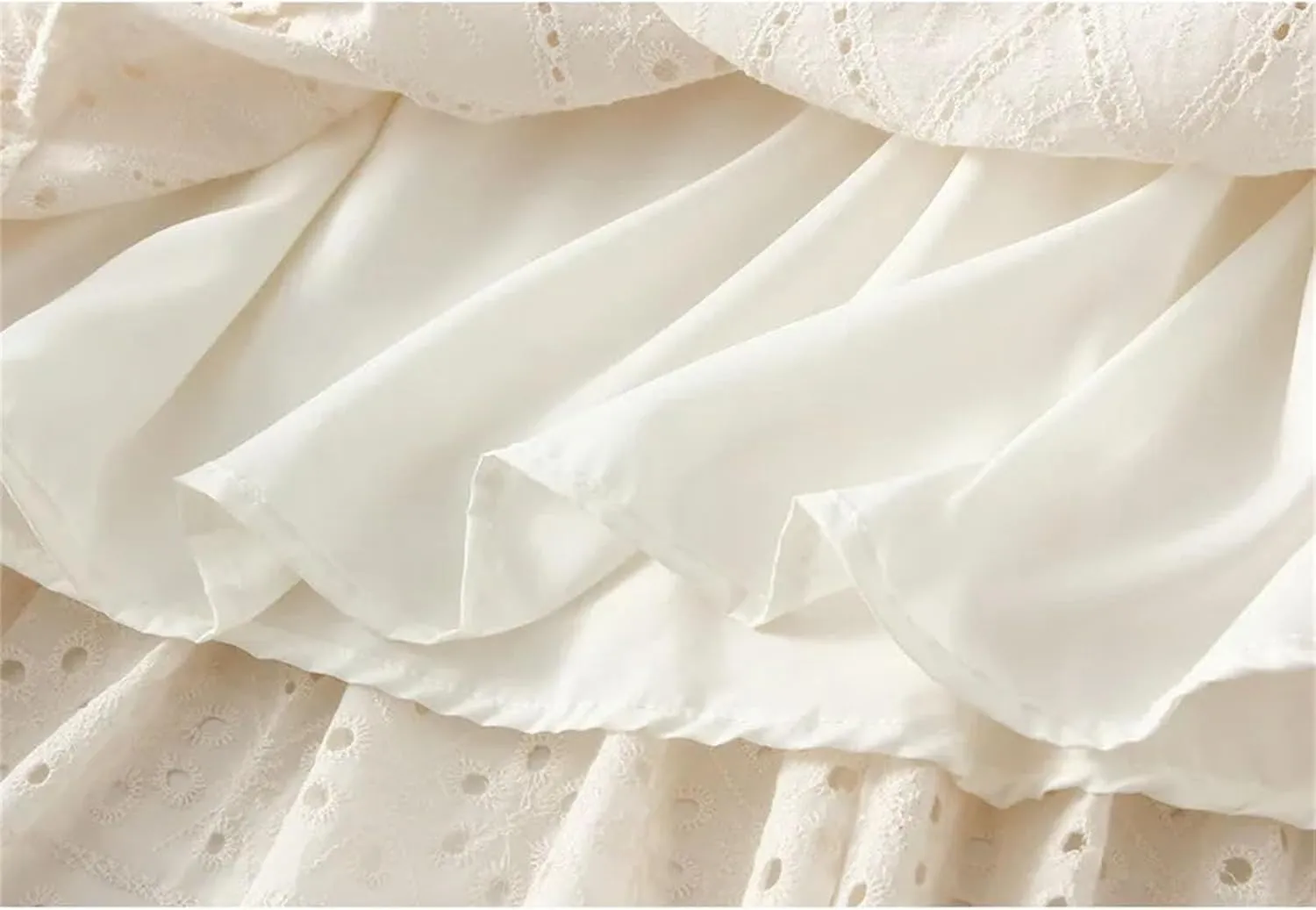 Women's Hollow Embroidery High Waist A-Line Skirt Summer French Style Casual Skirts