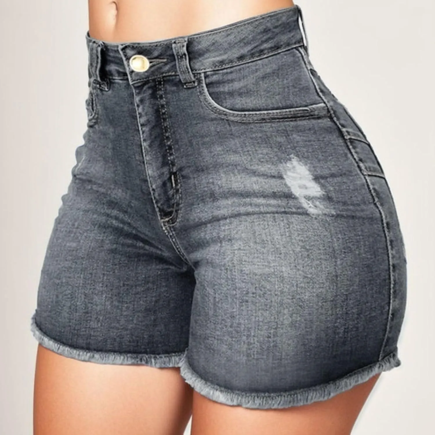 Womens Jean Shorts High Waisted Summer Stretchy Denim Shorts Ripped Frayed Raw Hem Trendy Jeans Short with Pockets 2025