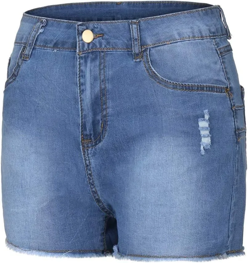 Womens Jean Shorts High Waisted Summer Stretchy Denim Shorts Ripped Frayed Raw Hem Trendy Jeans Short with Pockets 2025