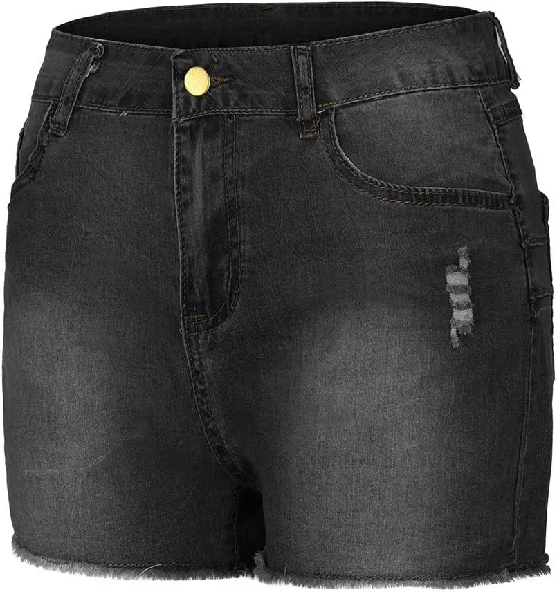Womens Jean Shorts High Waisted Summer Stretchy Denim Shorts Ripped Frayed Raw Hem Trendy Jeans Short with Pockets 2025