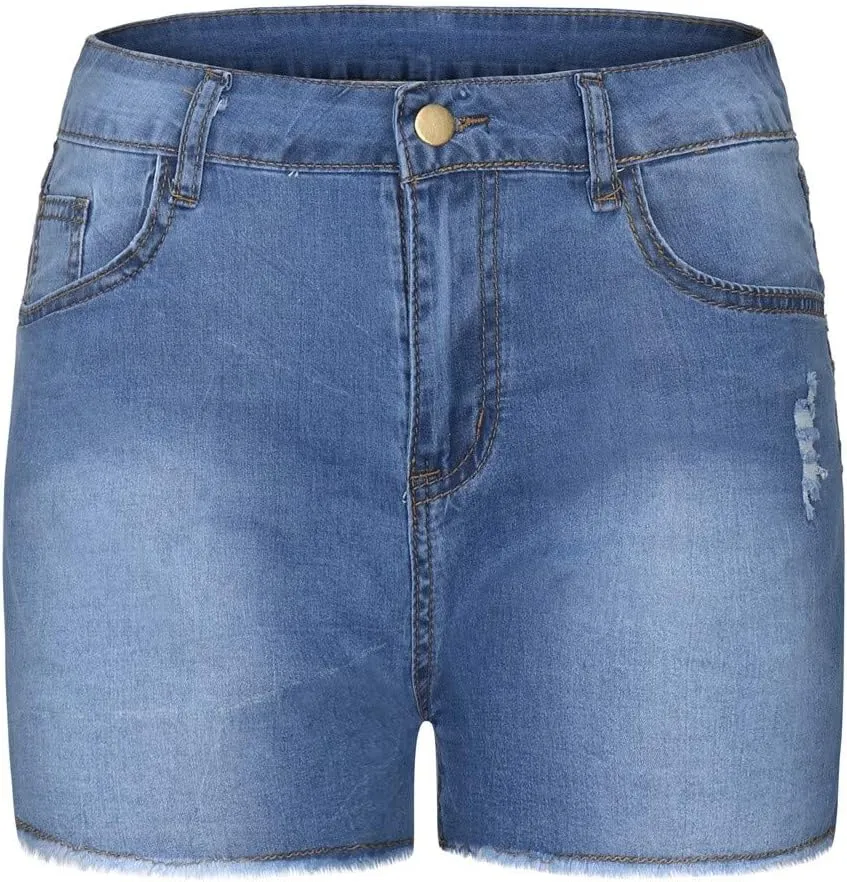 Womens Jean Shorts High Waisted Summer Stretchy Denim Shorts Ripped Frayed Raw Hem Trendy Jeans Short with Pockets 2025
