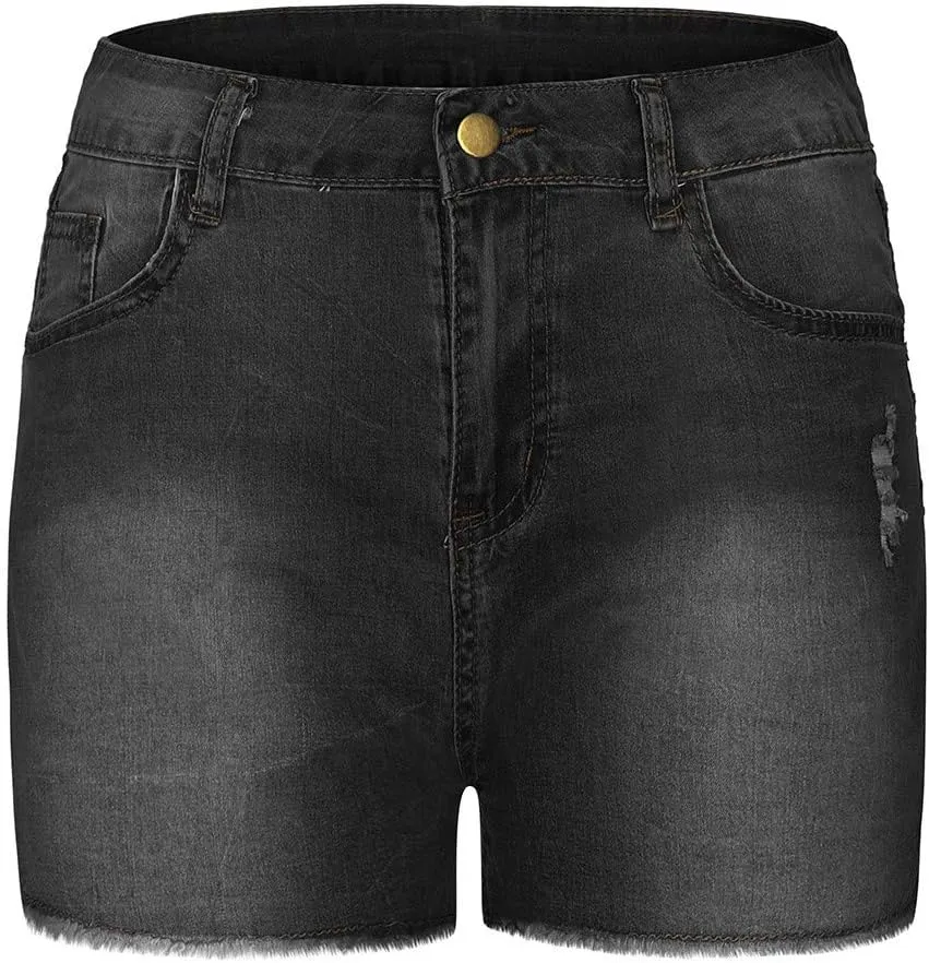Womens Jean Shorts High Waisted Summer Stretchy Denim Shorts Ripped Frayed Raw Hem Trendy Jeans Short with Pockets 2025