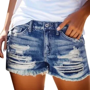 Womens Jean Shorts Summer High Waisted Stretchy Denim Shorts Ripped Frayed Raw Hem Casual Jeans Short with Pockets 2025
