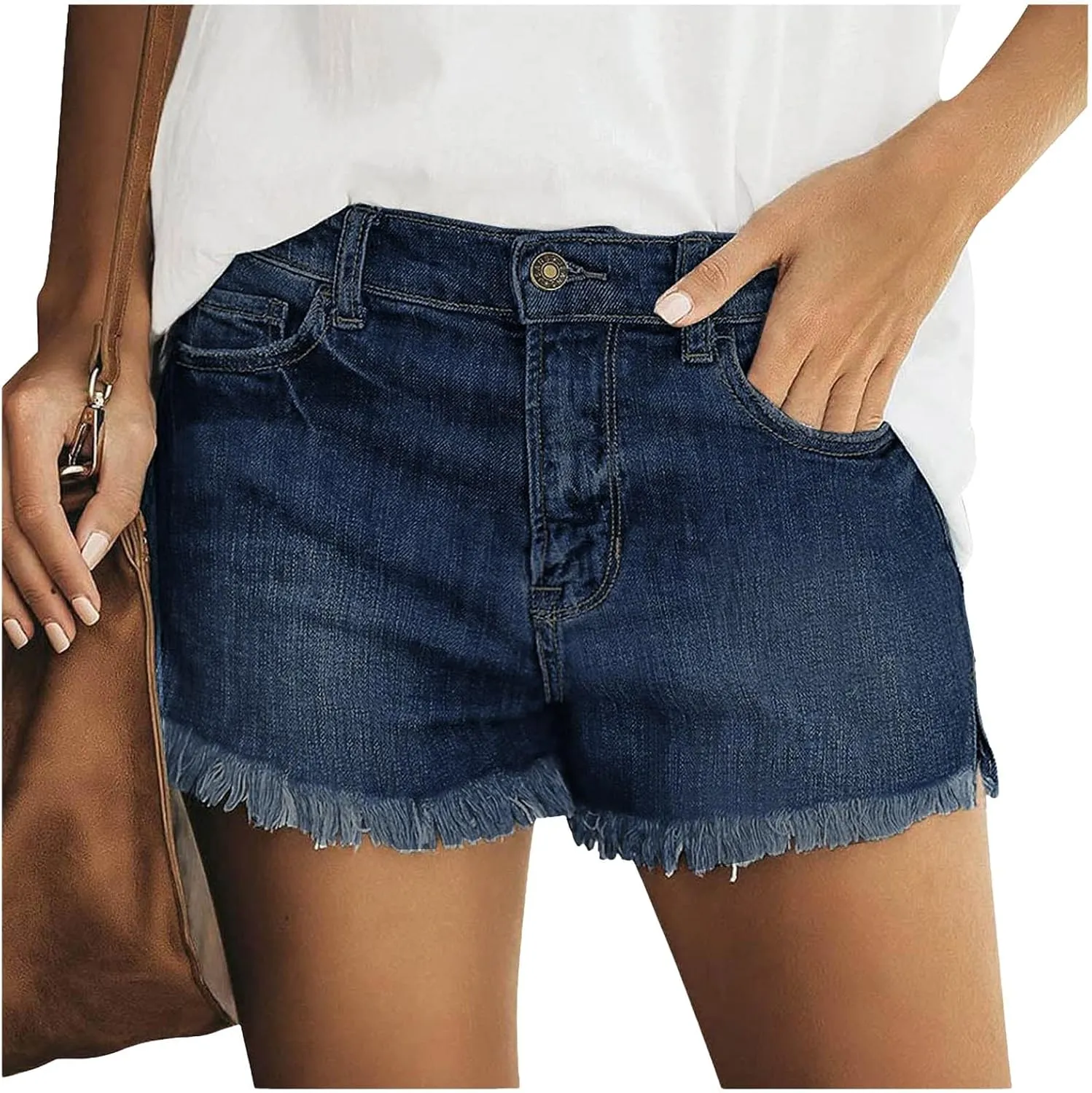 Womens Jean Shorts Summer High Waisted Stretchy Denim Shorts Ripped Frayed Raw Hem Trendy Jeans Short with Pockets 2025