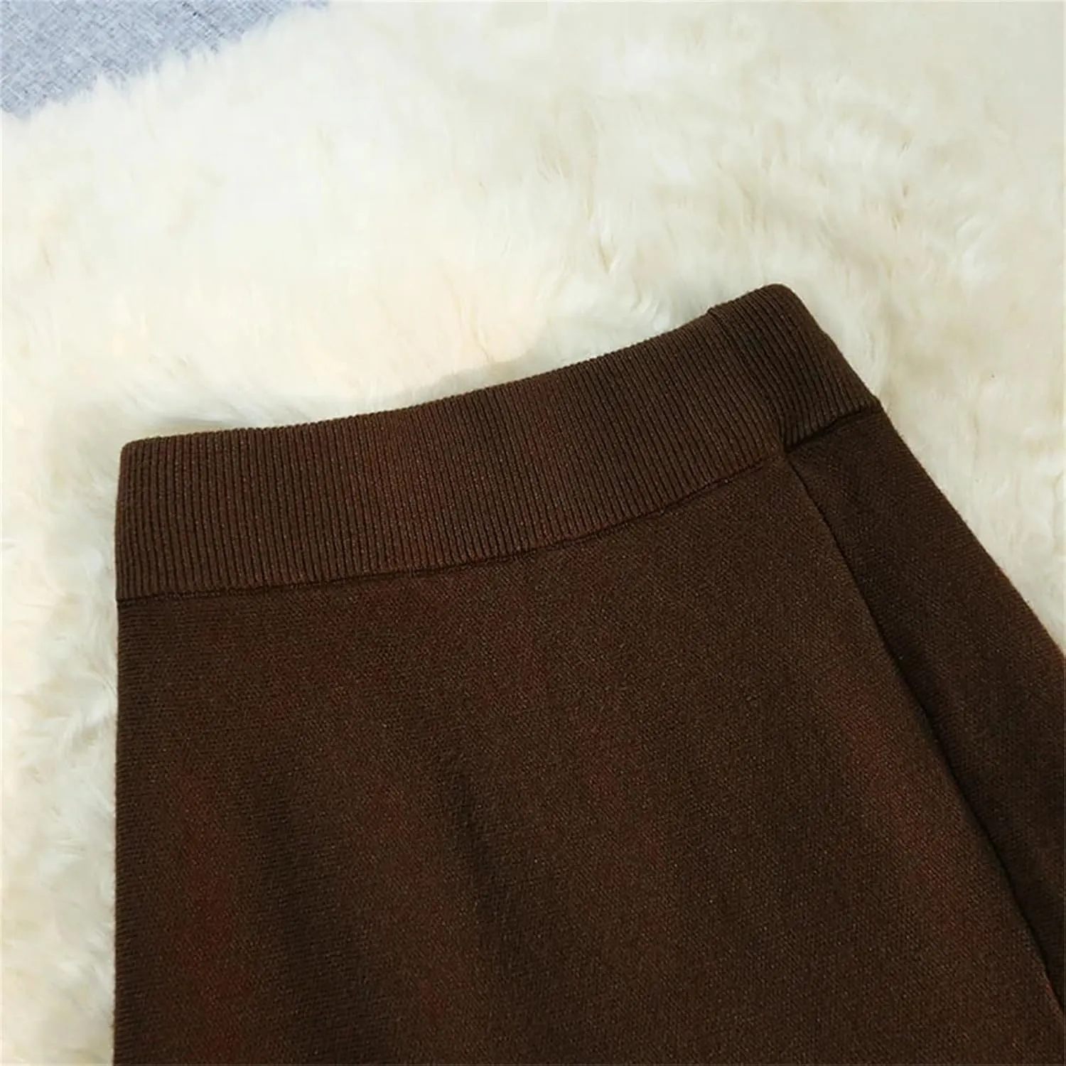 Women's Knitted A-Line Skirt Side Slit Solid Color High Waist Casual Fishtail Skirt