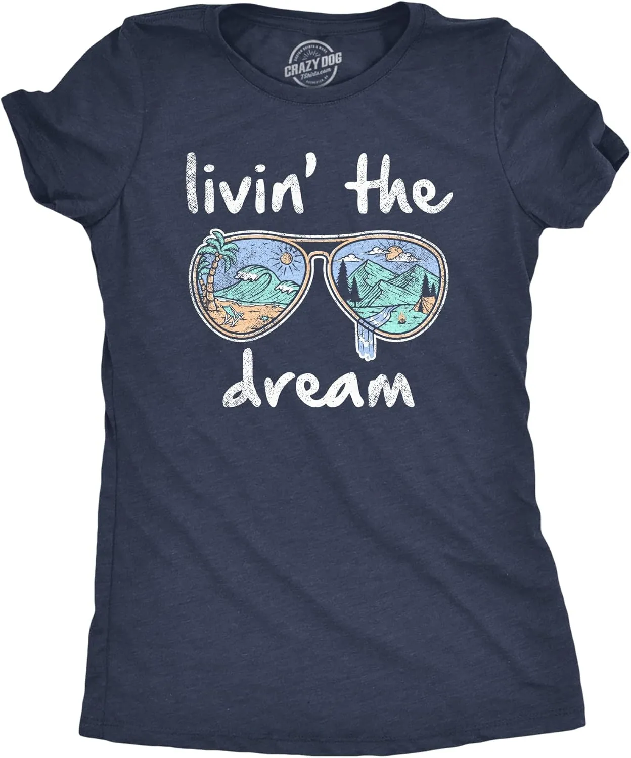 Womens Living The Dream T Shirt Cool Vacation Tee Graphic Novelty Tee Beach for Guys