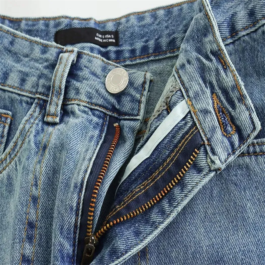 Women's Long Denim Skirt High Waist Slim Fit Multiple Pockets A-Line Skirt